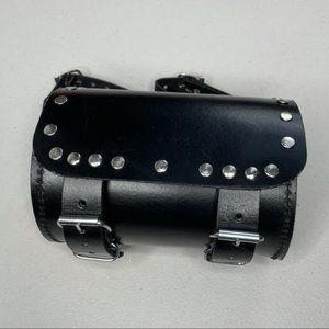 Black studded leather saddle bag motorcycle bag